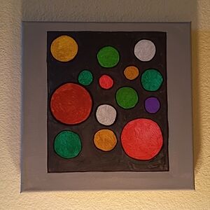 Colorful Geometric Circle Canvas Wall Art 12x12 Signed Modern Abstract Painting